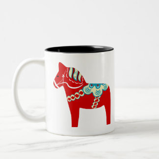 Red Scandinavian Dala Horse Tweekleurige Koffiemok