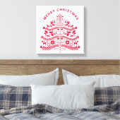 Red Scandinavian Folk Art Christmas Tree Canvas Afdruk (Insitu (Slaapkamer))