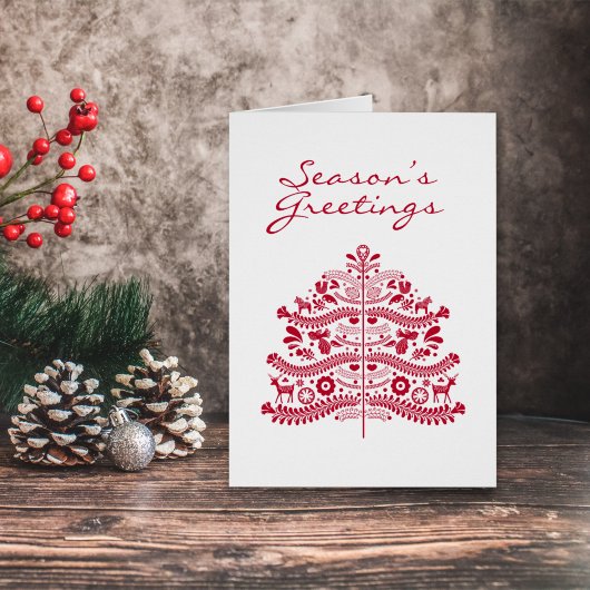 Red Scandinavian Folk Art Scandinadic kerstboom