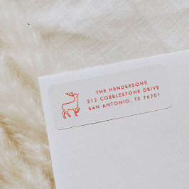 Red Scandinavian Reindeer Return Label