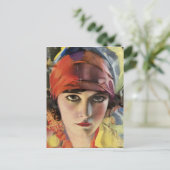 Red Scarf Gypsy Lady Briefkaart (Staand voorkant)