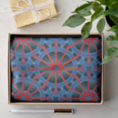 Red Scarlet en Blue Indigo Ethnic Boho Pattern Tissuepapier (Geschenk)