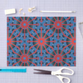Red Scarlet en Blue Indigo Ethnic Boho Pattern Tissuepapier (Craft)
