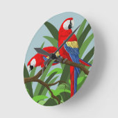 Red Scarlet Macaw Parrot Ronde Klok (Hoek)