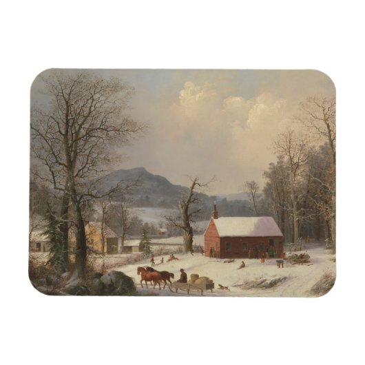 Red School House (country scene) 1858 Magneet (Horizontaal)