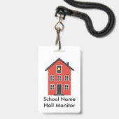 Red Schoolhouse Hall Monitor Badge (Voorzijde met lanyard)
