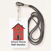 Red Schoolhouse Hall Monitor Badge (Voorkant met draagriem)