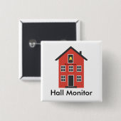 Red Schoolhouse Hall Monitor Button (Voorkant /achterkant)