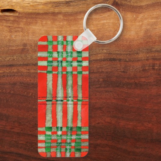 RED SCOTT TARTAN Aluminium Rectangle Sleutelhanger (Achterkant)