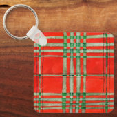 RED SCOTT TARTAN Aluminium Square Sleutelhanger (Voorkant)