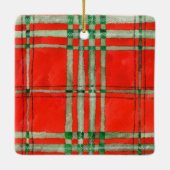 RED SCOTT TARTAN Ceramic Square Ornament (Achterkant)