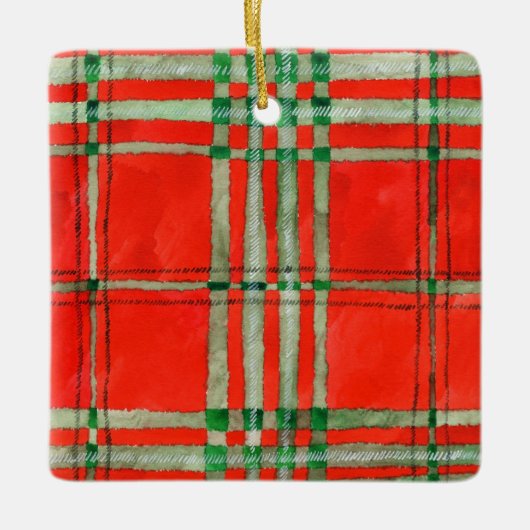 RED SCOTT TARTAN Ceramic Square Ornament (Voorkant)