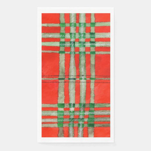 RED SCOTT TARTAN Guest Towel Paper Napkins Servet (Voorkant)
