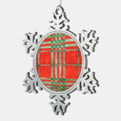 RED SCOTT TARTAN Pewter Snowflake Ornament (Rechts)