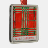 RED SCOTT TARTAN Premium Carré Ornement + Texte (Droite)