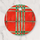 RED SCOTT TARTAN Ronde Gift Labels (Voorkant)