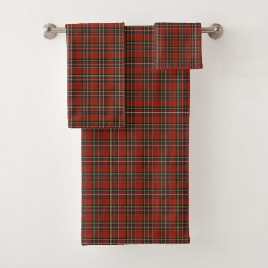 Red Scottish Plaid Royal Stewart Tartan Bad Handdoek (Insitu)