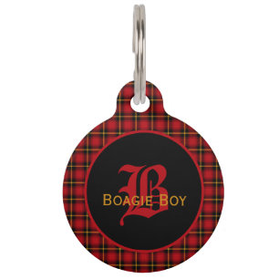 Red Scottish Play Monogrammed Large Huisdierpenning
