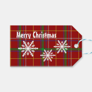 Red Scottish tartan plaid kerstvakantie aangepast Cadeaulabel