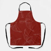 Red Scraffito Cardinaal All-Over Print Apron Schort (Voorkant)