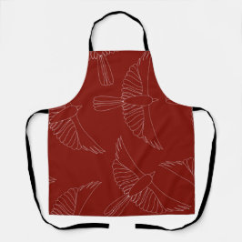Red Scraffito Cardinaal All-Over Print Apron Schort