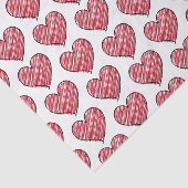 Red Scribble Heart Pattern Hand Drawn Minimalist Tissuepapier (Detail)