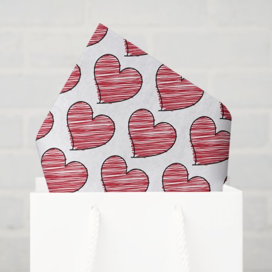 Red Scribble Heart Pattern Hand Drawn Minimalist Tissuepapier (Cadeauzakje)