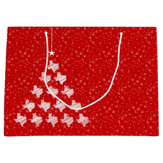 Red Scribble Texas kerstboom - grote cadeautas (Voorkant)