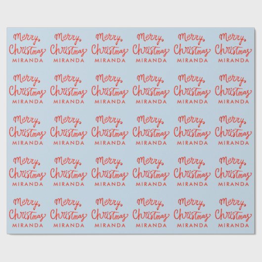 Red Script Custom Merry Christmas Wrapping Paper Cadeaupapier (Vlak)