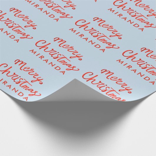 Red Script Custom Merry Christmas Wrapping Paper Cadeaupapier (Hoek)