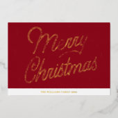 Red Script Gold Foil Christmas Kaart (Voorkant)