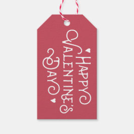 Red Script Happy Valentijnsdag Cadeau Labels Cadeaulabel