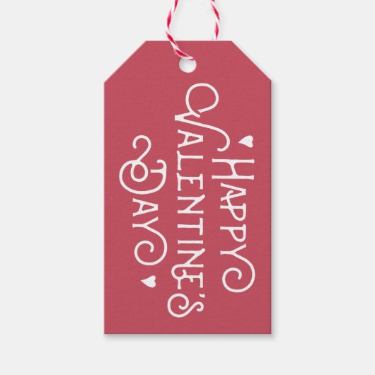 Red Script Happy Valentijnsdag Cadeau Labels Cadeaulabel (Voorkant)