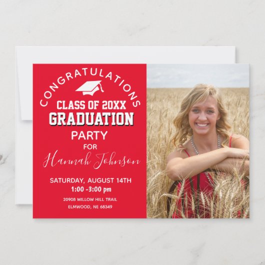 Red Script High School Class 2021 Afstuderen Aankondiging (Voorkant)