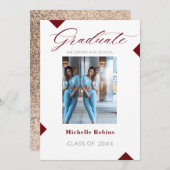 Red Script High School Faire-part (Devant / Derrière)