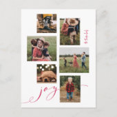 Red Script Joy Multi-Photo Holiday Briefkaart (Voorkant)