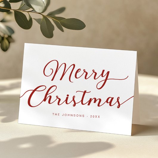 Red Script Merry Christmas Gevouwen Vakantie Kaart