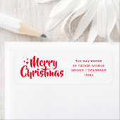 Red Script Schattige Font Vrolijk Kerstfeest Etiket (Insitu)
