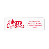 Red Script Schattige Font Vrolijk Kerstfeest Etiket (Voorkant)