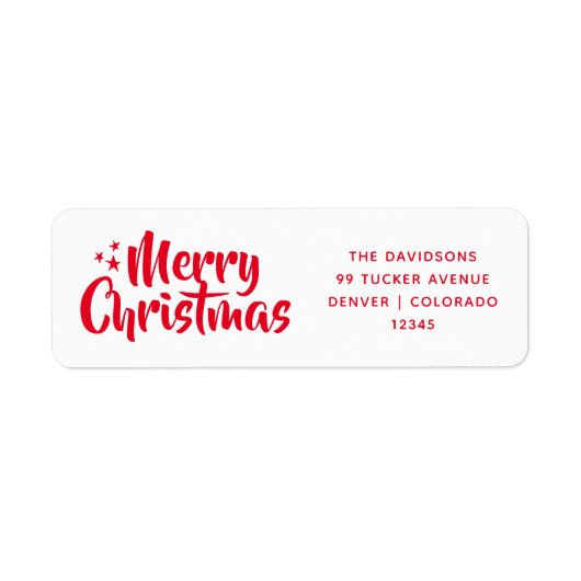Red Script Schattige Font Vrolijk Kerstfeest Etiket (Voorkant)