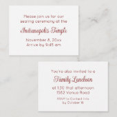 Red Script Temple Sealing & Repas Invitation (Devant / Derrière)