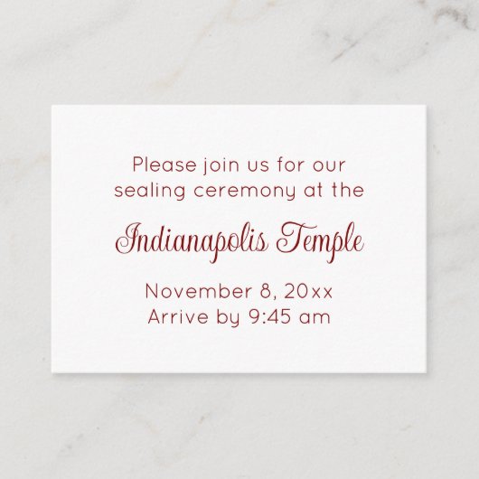 Red Script Temple Sealing & Repas Invitation (Devant)