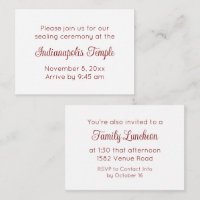Red Script Temple Sealing & Repas Invitation