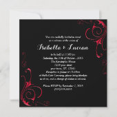 Red Scroll Moderne Goth Mariage Invitations (Devant)
