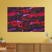 Red Seascape Organic Glas in lood Abstract Canvas Afdruk (Insitu (Woonkamer))