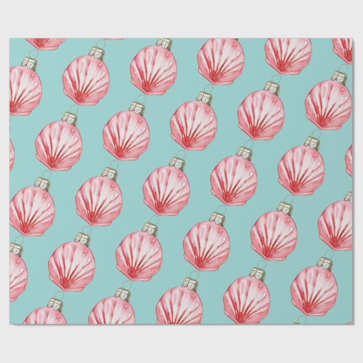 Red Seashell Ornament Pattern Cadeaupapier (Vlak)
