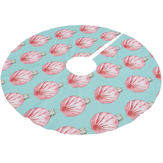 Red Seashell Ornament Pattern Kerstboom Rok (Gekanteld)