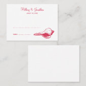 Red seashell plage thème mariage escorte carte pla (Devant / Derrière)