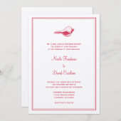 Red seashell simpele elegante trouwuitnodiging kaart (Voorkant / Achterkant)