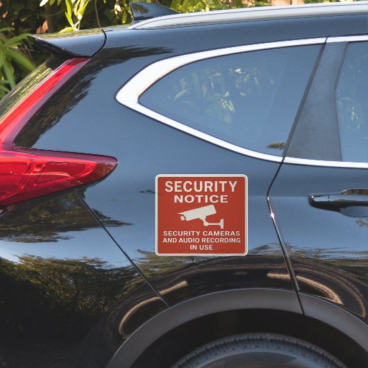 Red Security Notice Sign – Surveillance Cameras Sticker (Auto Zijkant)